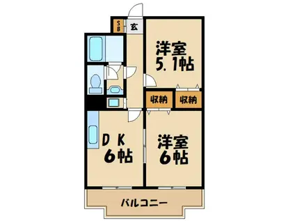 デイム橋本(2DK/3階)の間取り写真