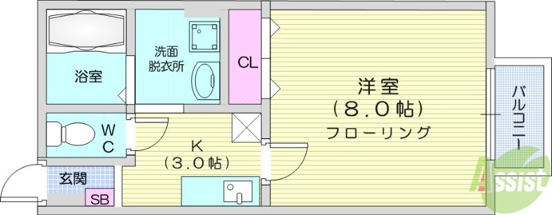 メゾン・ド・クララ(1K/2階)の間取り写真