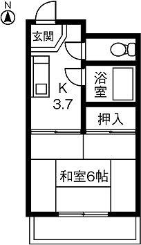 シャンブルブランシュ(1K/2階)の間取り写真