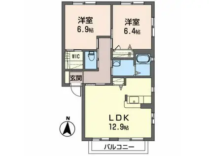 エタンアルブルB(2LDK/2階)の間取り写真