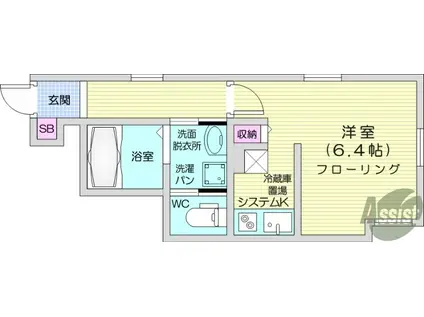 アークテラス小田原(1K/1階)の間取り写真