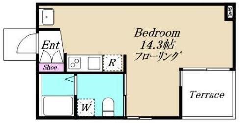 GLOSS TERRACE(ワンルーム/1階)の間取り写真