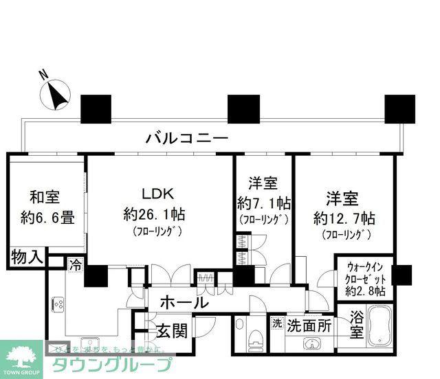 東京ツインパークスLEFT WING(3LDK/45階)の間取り写真