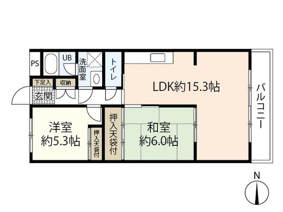 メゾンクミヂ(2LDK/3階)の間取り写真