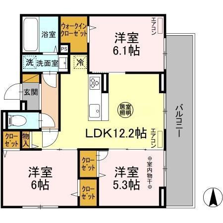 NOBLE FERRO A棟(3LDK/2階)の間取り写真