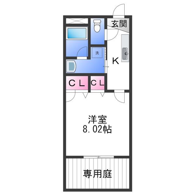 フジパレス西国分(1K/1階)の間取り写真