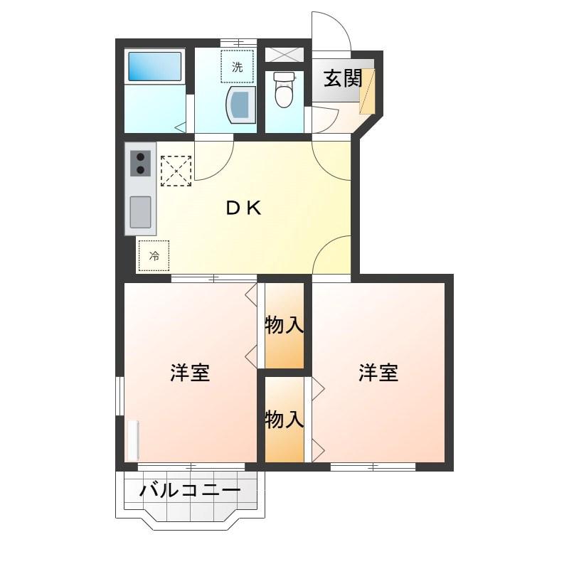 サンライトヴィラA(2DK/1階)の間取り写真