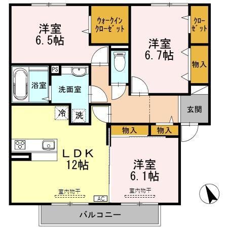クオーレA棟(3LDK/2階)の間取り写真