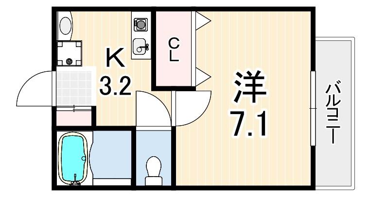 モカ・メゾン六甲(1K/1階)の間取り写真