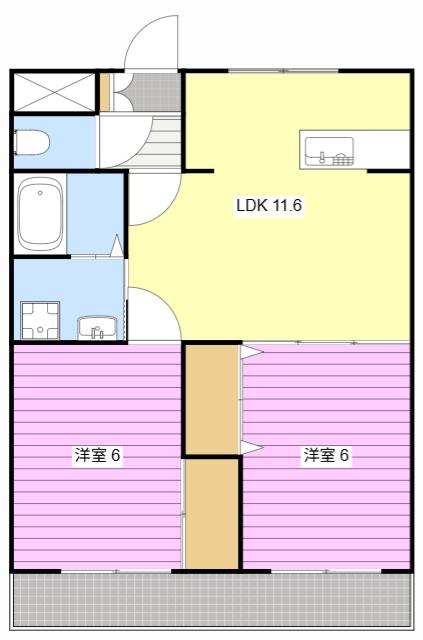 ベルツリーA(2LDK/1階)の間取り写真