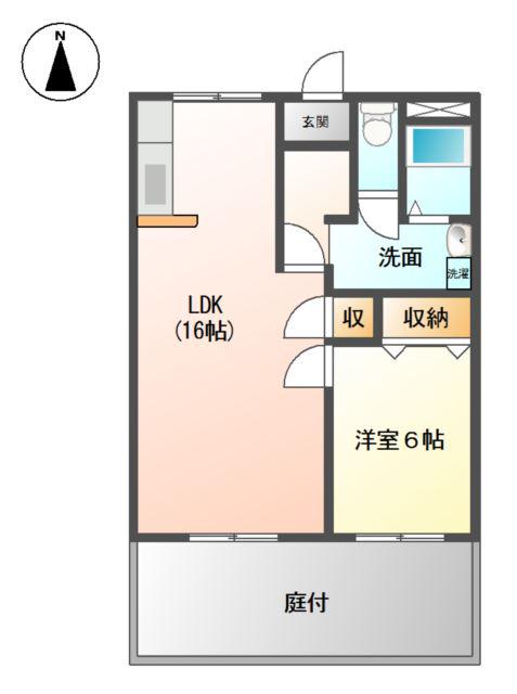 ファイン梅森(1LDK/1階)の間取り写真