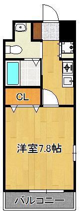 SANBOX大浦(1K/8階)の間取り写真