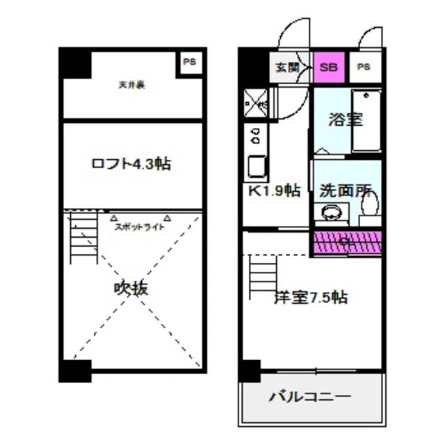 LA CASA新深江(1K/8階)の間取り写真
