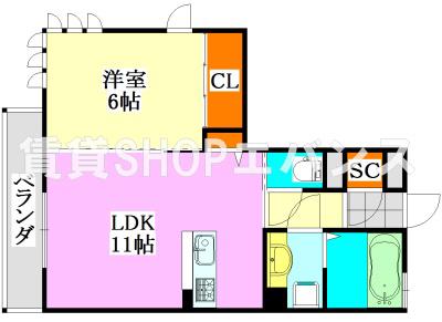 薬円台壱番館 A(1LDK/1階)の間取り写真