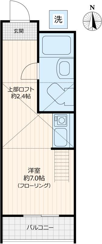 アップルハウス東林間(ワンルーム/1階)の間取り写真