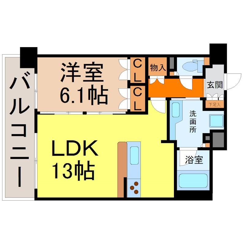 グランアベニュー名駅(1LDK/4階)の間取り写真