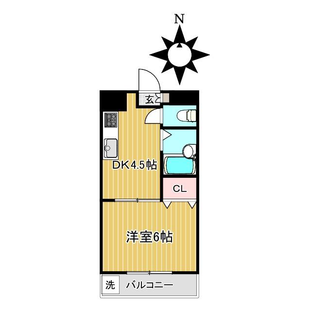 カーサ栄(1DK/2階)の間取り写真