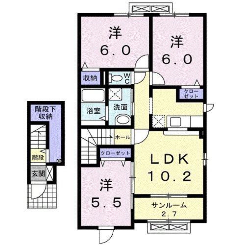 ピアチェーレC(3LDK/2階)の間取り写真