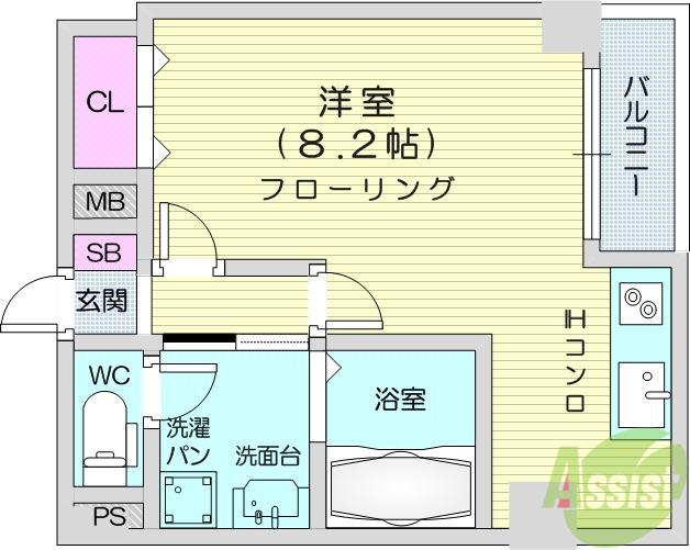 ヴィアーレ堤(1K/3階)の間取り写真