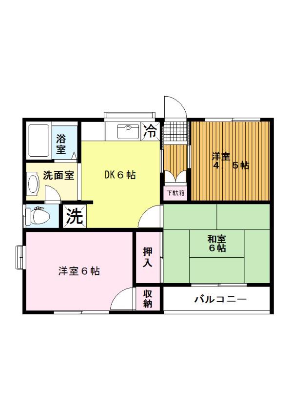 サンライズハイツ(3DK/3階)の間取り写真
