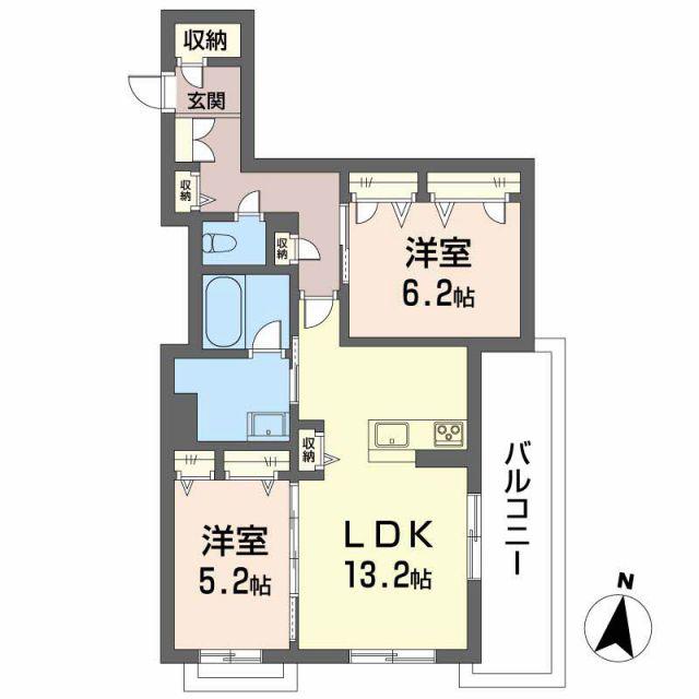 BEREO WAKAYAMA(2LDK/3階)の間取り写真