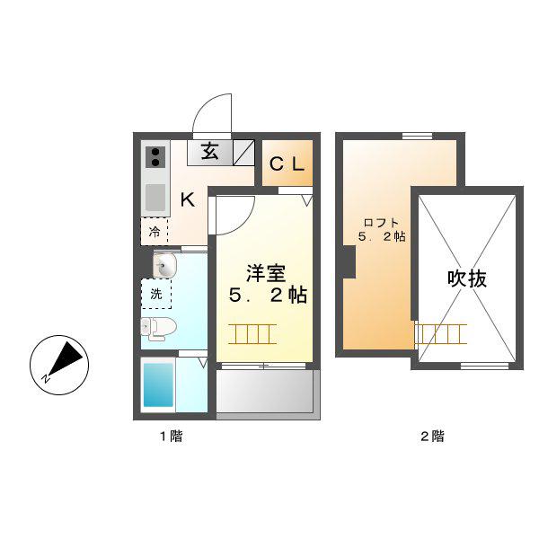 ボルツァーノ(1K/1階)の間取り写真