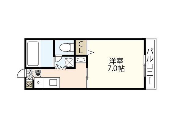 フローラル東岡山A(1K/1階)の間取り写真