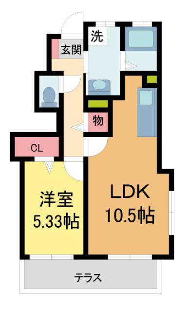 LA PLUME(1LDK/1階)の間取り写真