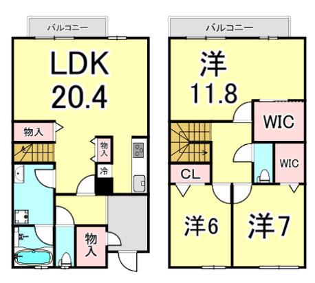 六麓荘ヒルズF棟(3LDK/1階)の間取り写真