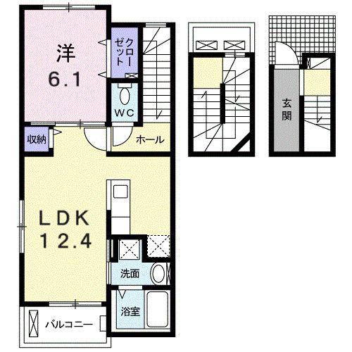 プリムローズ 壱番館(1LDK/3階)の間取り写真