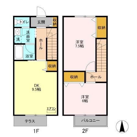 レピュート岡部 B(2DK/1階)の間取り写真