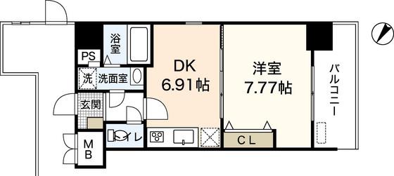 アーバインステイ広島イースト(1DK/6階)の間取り写真