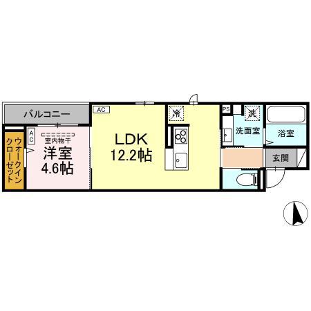 CEREZO FUNACHOU(1LDK/2階)の間取り写真
