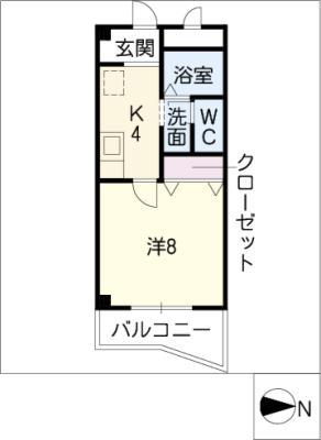 ラビットストリートII(1K/2階)の間取り写真