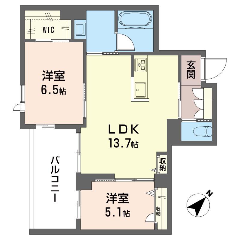 MALIENA(2LDK/3階)の間取り写真
