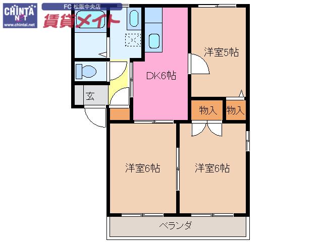 セピアフレグランス(3DK/1階)の間取り写真
