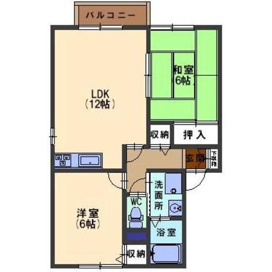 ラ・シャンブル(2LDK/2階)の間取り写真