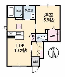 ディアメゾン(1LDK/1階)の間取り写真