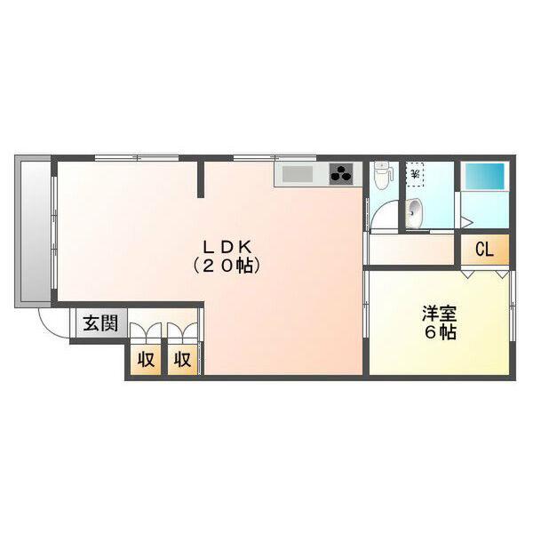 プラムハイツ(1LDK/1階)の間取り写真