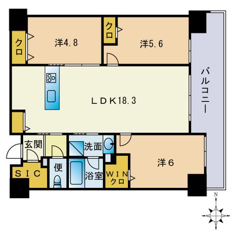 照葉オーシャンステージ イースト棟(3LDK/3階)の間取り写真