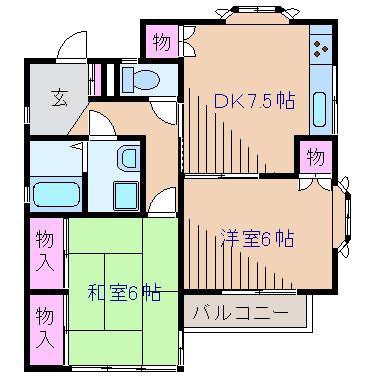コーポ細谷(2DK/2階)の間取り写真