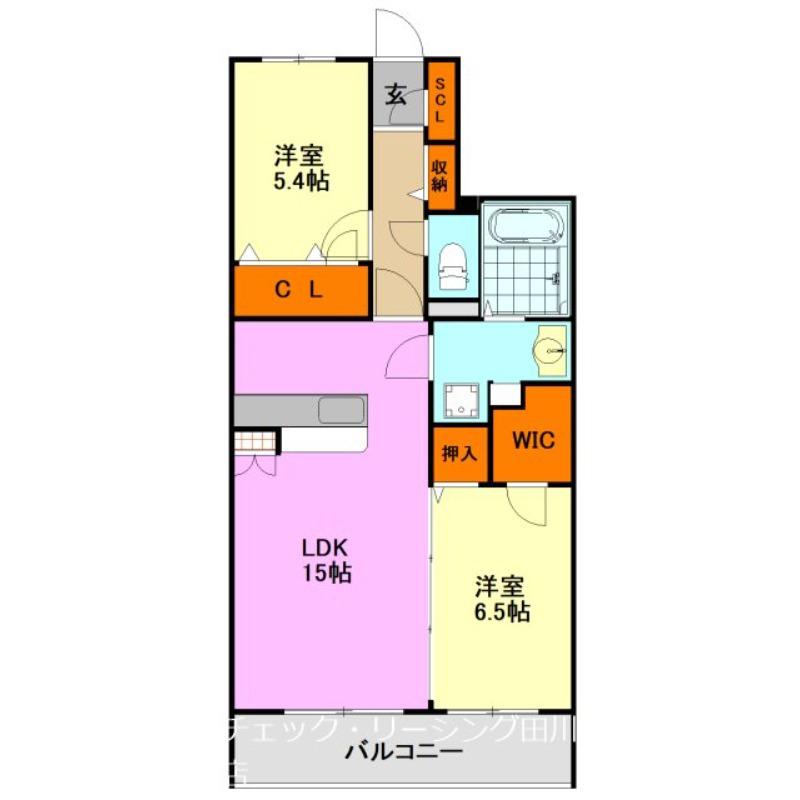 ヴィヴレ糒(2LDK/1階)の間取り写真