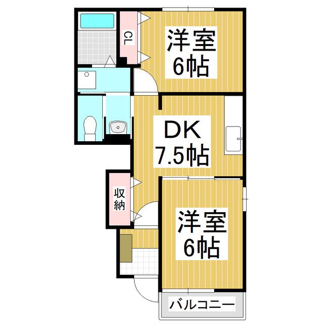 カメリアコート(2DK/1階)の間取り写真