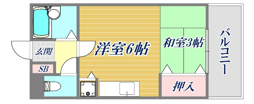 イズミコート(ワンルーム/3階)の間取り写真