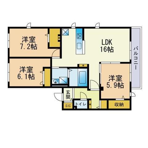 SYLVAN香椎参道(3LDK/2階)の間取り写真