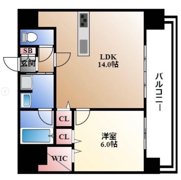 ファーストレジデンス栄(1LDK/13階)の間取り写真