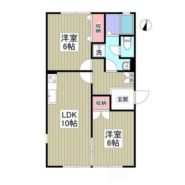 サンライズA棟(2LDK/1階)の間取り写真