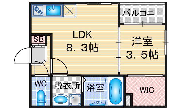 ハーモニーテラス松葉町一丁目2(1LDK/2階)の間取り写真