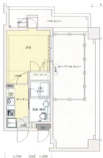 クレスティア天神サウス(1K/7階)の間取り写真