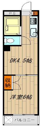 ヴェルテ落合(1DK/2階)の間取り写真